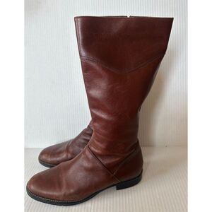 Fatte a mano Cognac Brown Leather Riding Boots Size 38.5 Made In Italy 8